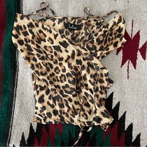 Lulu’s animal print wrap strappy top, size M